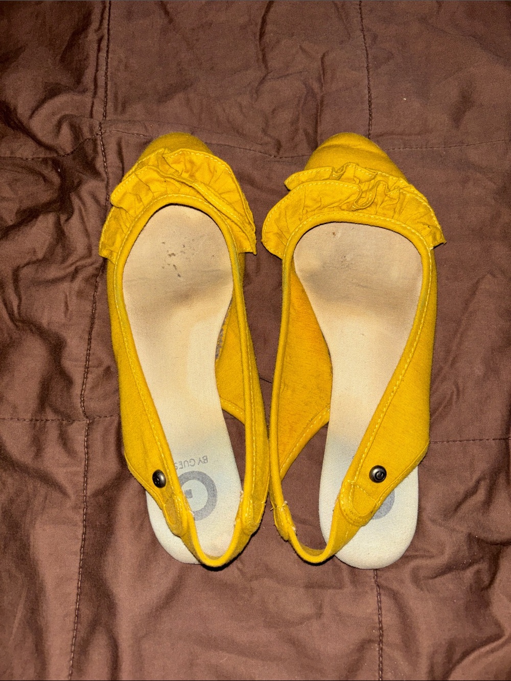 Guess Yellow Sling Flats, Size 9